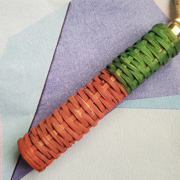 Anthropologie Boho Colorblock Woven Rattan Gold Bottle Opener Barware Preppy NWT - Picture 10 of 13